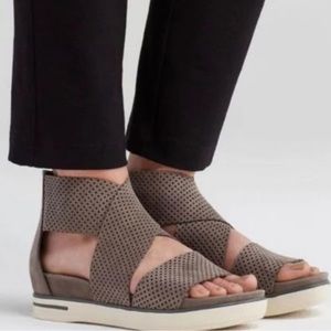Eileen Fisher Sport Platform Sandal Gray Perforated size 5